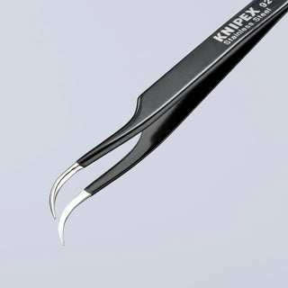 Knipex 92 38 75 ESD 4 3/4" Stainless Steel Gripping Tweezers--35° Angled-Needle-Point Tips-ESD