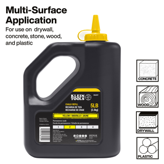 Klein Tools CHLK5Y Chalk Refill, Yellow, 5-Pound