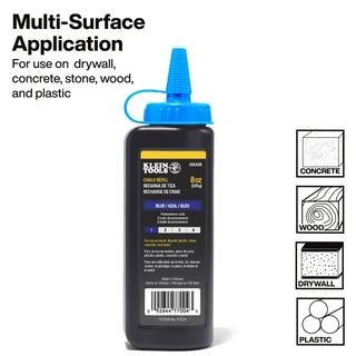 Klein Tools CHLK8B Chalk Refill, Blue, 8-Ounce
