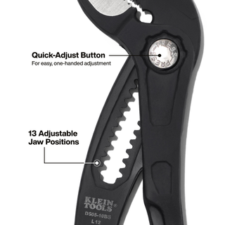 Klein Tools D50510BS Straight Jaw Quick-Adjust Pump Pliers, 10-Inch
