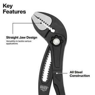 Klein Tools D50512BS Straight Jaw Quick-Adjust Pump Pliers, 12-Inch