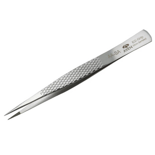 Aven Tools 18013EGS EZ Grip Micro-Serrated Stainless Steel Tweezers, AA Pattern