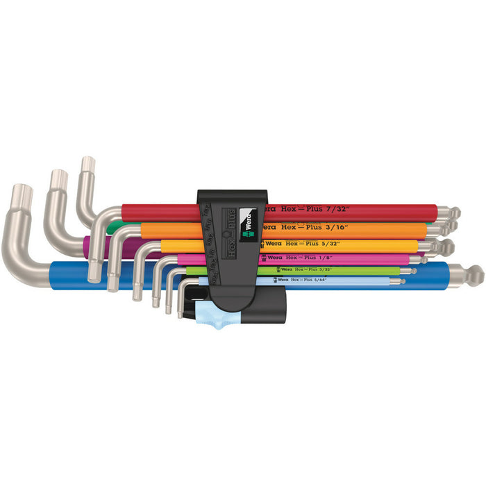 Wera 3950/9 Hex-Plus Multicolour Imperial Stainless 1, imperial, stainless steel, 9 pieces