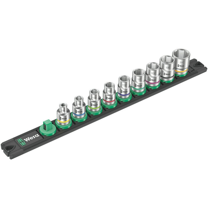 Wera Magnetic socket rail B Imperial 1 Zyklop socket set 3/8" drive, imperial, 9 pieces