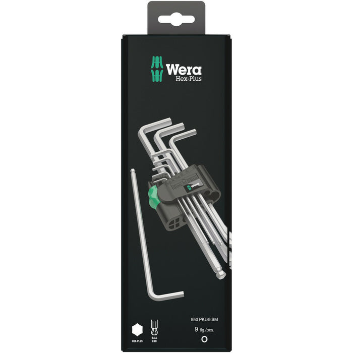 Wera 950/9 Hex-Plus 1 SB L-key set, metric, chrome-plated, 9 pieces