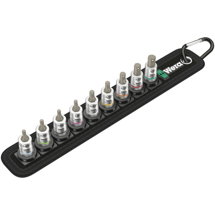 Wera Belt A Imperial 1 Zyklop In-Hex-Plus bit socket set with holding function, 1/4" drive, 9 pieces