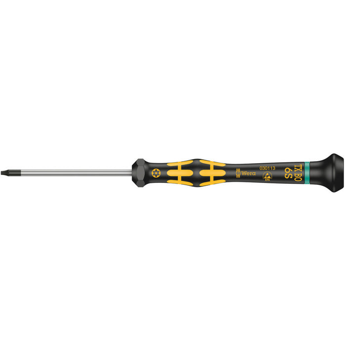 Wera 1567 TORX® BO ESD Kraftform Micro screwdriver for tamper-proof TORX® screws, TX 8 BO x 60 mm
