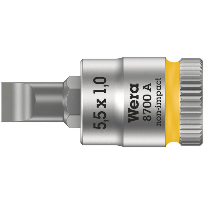 Wera 8700 A FL Slotted screws Zyklop bit socket, 1/4" drive, 0.8 x 5.5 x 28 mm