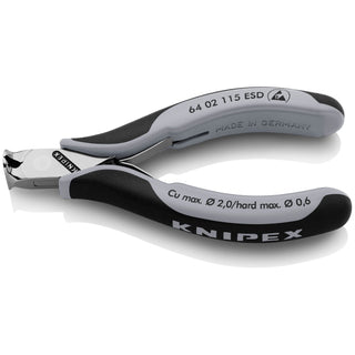 Knipex 64 02 115 ESD 4 1/2" Electronics End Cutting Nippers-ESD Handles
