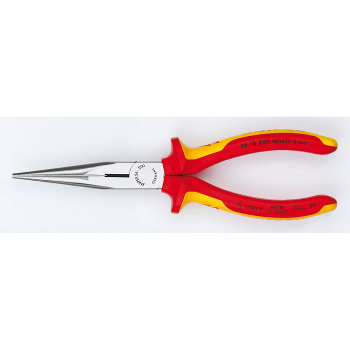 Knipex 26 18 200 US 8" Long Nose Pliers with Cutter-1000V Insulated