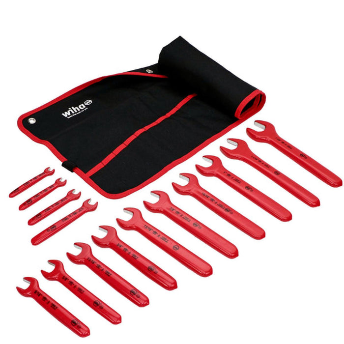 Wiha 20190 Insulated Open End Wrench SAE Pouch Set, 14 Piece