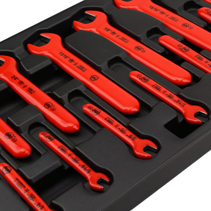 Wiha 20194 13 Piece Insulated Open End Wrench Tray Set - SAE