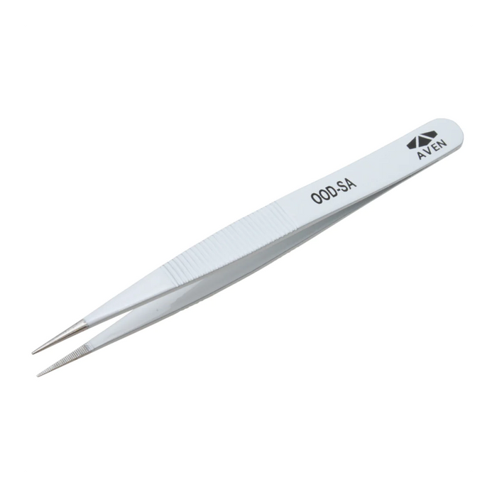 Aven Tools 18037EZ E-Z Pik Tweezers, 00D White with Serrated Tips