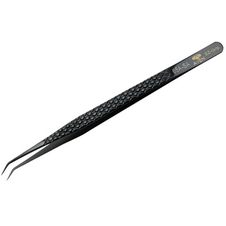 Aven Tools 18076EGBLK EZ Grip Stainless Steel Black Tweezers, #65A Pattern