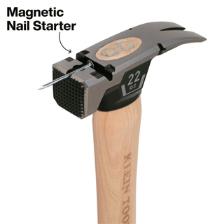Klein Tools H80922H Milled Face Hickory Handle Hammer, 22-Ounce