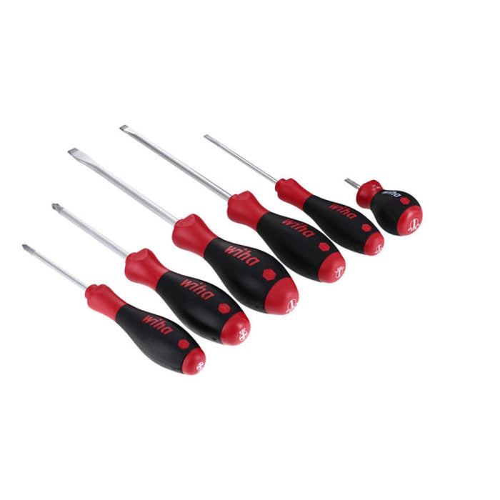 Wiha 30294 SoftFinish Slotted and Phillips Screwdriver Set, 6 Piece