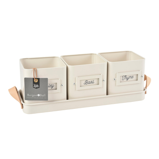 CORONA-GEN/HERBSTONE · Burgon & Ball® Herb Pots Leather Handled Tray-Stone