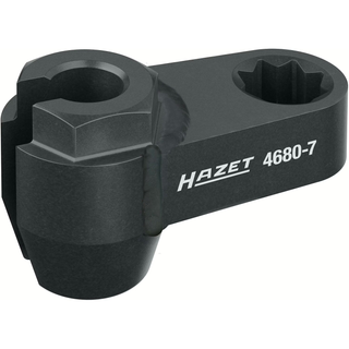 Hazet 4680-7 1/2 inch (12.5 mm) Double Square ∙ Hollow Exhaust Probe Socket ∙ Outside Hexagon Profile ∙ 14 mm