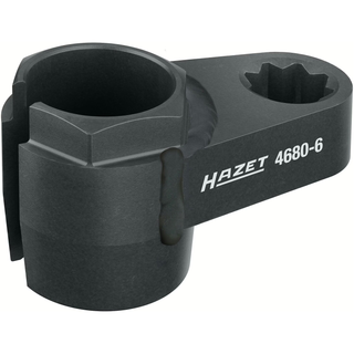 Hazet 4680-6 1/2 inch Double Square ∙ Hollow Exhaust Probe Socket ∙ Outside Hexagon Profile ∙ 24 mm