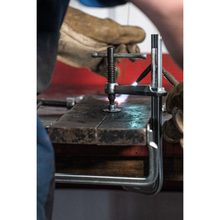 Bessey GS25K Clamp, welding, F-style, crimped on swivel pad, 10 In. x 4.75 In., 1000 lb