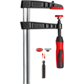 Bessey TG5.512+2K Clamp, woodworking, F-style, 2K handle, replaceable pads, 5.5 In. x 12 In., 1320 lb