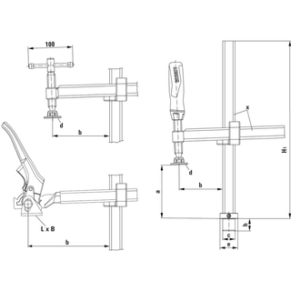 Bessey  TWV28-30-17H Table Clamp, variable, lever