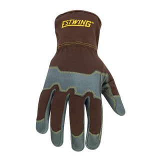 Estwing EWLP1009 Reinforced Knuckle Leather Palm Work Glove with Elastic Sewn Extended Cuff