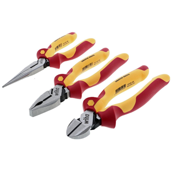 Wiha 32981 3 Piece Insulated Industrial Pliers-Cutters Set