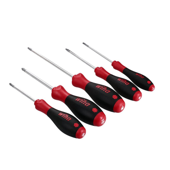 Wiha 30286 5 Piece SoftFinish Slotted and Phillips and Square Screwdriver Set