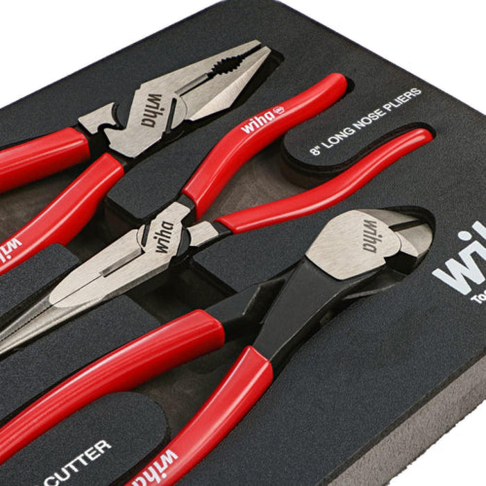 Wiha 34680 3 Piece Classic Grip Pliers and Cutters Tray Set