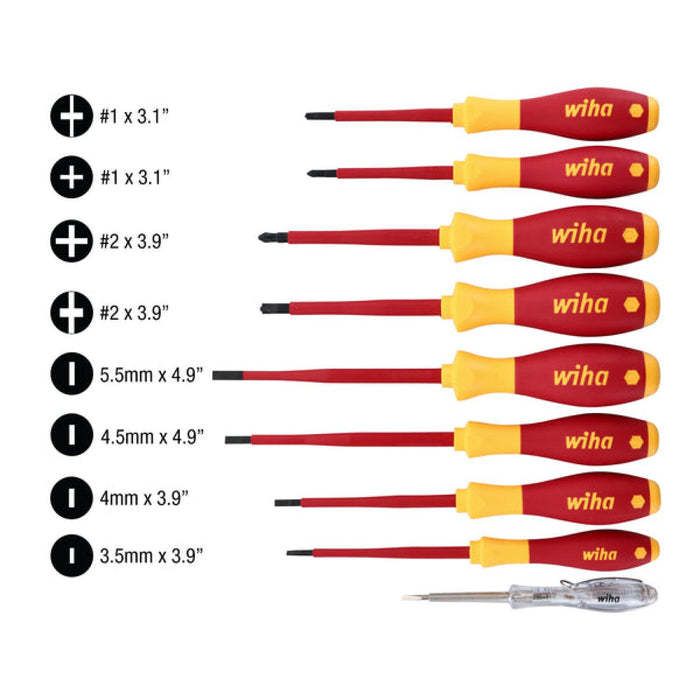Wiha 320899 Piece Insulated SoftFinish Screwdriver and Voltage Detector Set