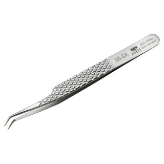Aven Tools 18066EGS EZ Grip Micro-Serrated Stainless Steel Tweezers, 5B Pattern