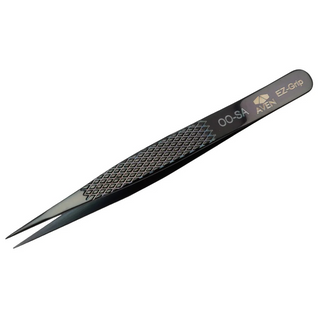 Aven Tools 18032EGBLK EZ Grip Stainless Steel Black Tweezers, OO Pattern