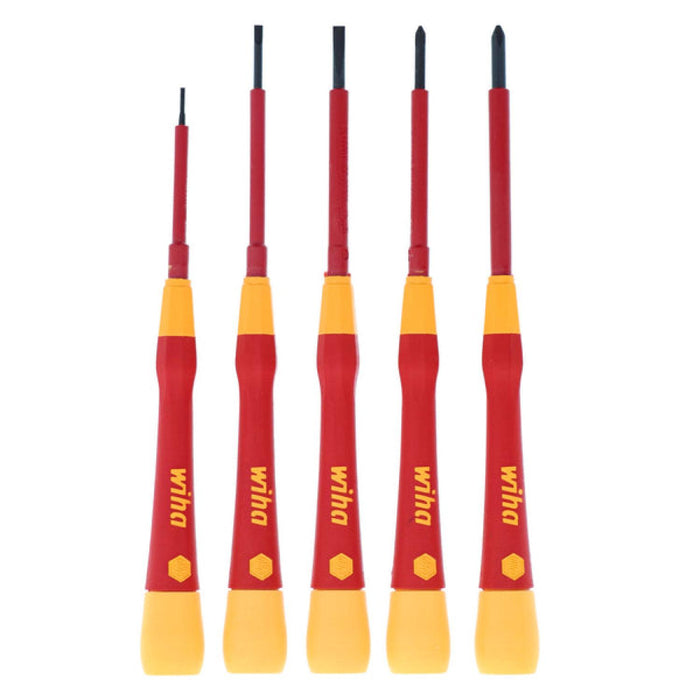 Wiha 32085 5 Piece Insulated Precision Slotted and Phillips Screwdriver Set