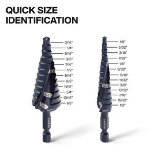 Klein Tools QRST2S Step Drill Bit Set, Quick-Release, Straight, Double Fluted, 3 Pc.