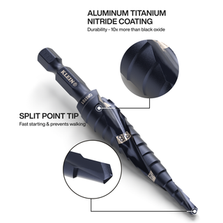 Klein Tools QRST2S Step Drill Bit Set, Quick-Release, Straight, Double Fluted, 3 Pc.