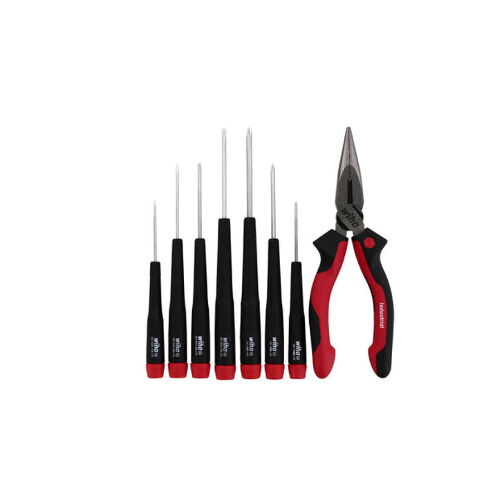 Wiha 26190 8 Piece Precision Slotted and Phillips Screwdrivers and Pliers Set