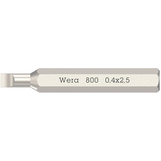 Wera 800/0 Micro Bit for Slotted Screws, 0.40 x 2.5 x 30 mm