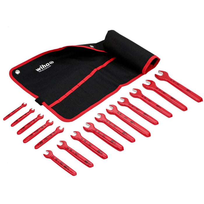 Wiha 20091 Insulated Open End Wrench Metric Pouch Set, 15 Piece