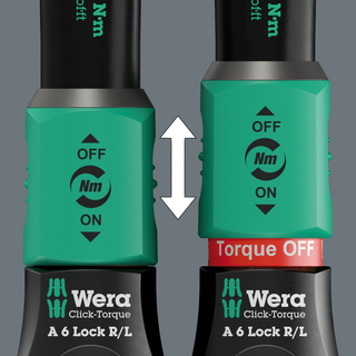 Wera Click-Torque Lock A 6 R/L Torque wrench, adjustable, Torque Lock function, continuous bit mounting (1/4"), 2.5-25 Nm
