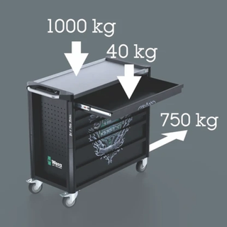 Wera 9801 TOOL REBEL ROLLER CABINET STAINLESS XXL, EMPTY, 1133 X 588 X 1020 MM