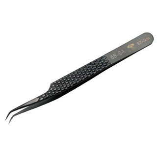 Aven Tools 18066EGBLK EZ Grip Stainless Steel Black Tweezers, 5B Pattern