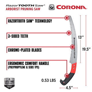 Corona RS 7120 RazorTOOTH Saw Arborist Pruning Saw, 13 in. Blade