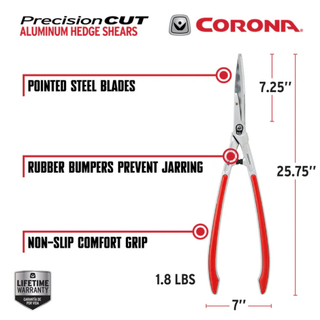 Corona HS15340CC PrecisionCUT Aluminum Hedge Shears 7-1/4 in. blades, 12-3/4 in. handles