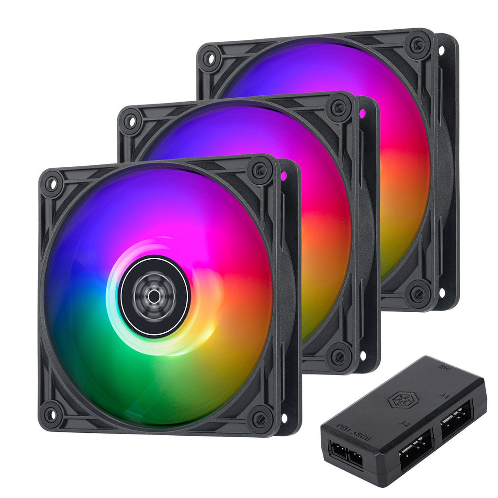 SilverStone VS120B-ARGB-3PK Performance enhanced 120mm PWM ARGB fan ...