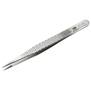 Aven Tools 18056EGS EZ Grip Micro-Serrated Stainless Steel Tweezers, #3C Pattern