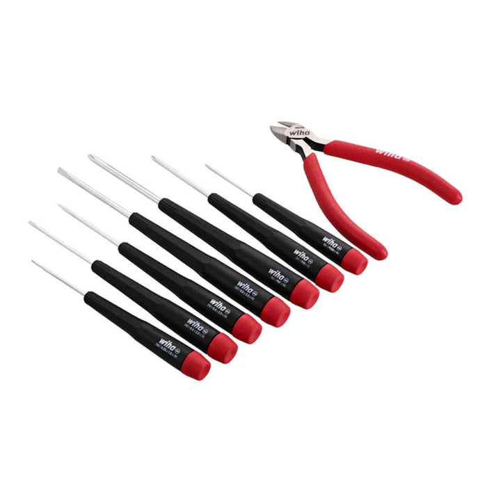 Wiha 26161 8 Piece Precision Slotted and Phillips Screwdrivers and Diagnal Cutters Set