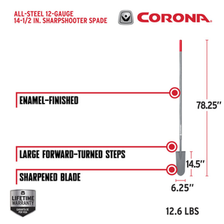 Corona-AS 90100 · All-Steel Sharpshooter Spade - 14½" Round Point Blade