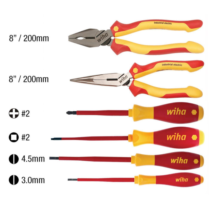 Wiha 32984 6 Piece Insulated Industrial Pliers and Screwdriver Set