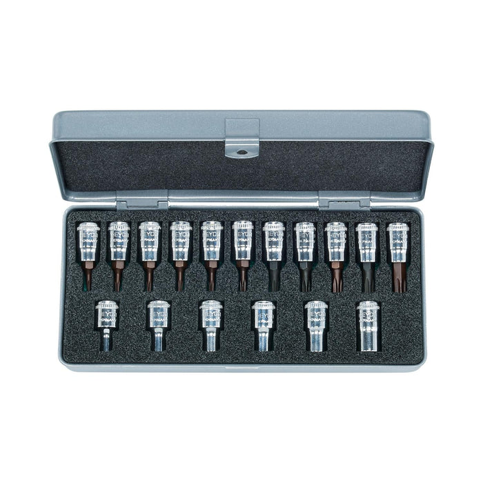 Heyco 00025500083 Combined Socket and Screwdriver Sockets Set, 1/4", 25-50-E/T, 17 Pc.
